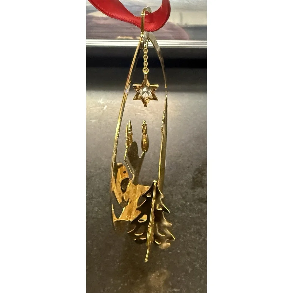 Georg Jensen 2004 24K Gold Plated Snowscape Golden Christmas Ornament VTG